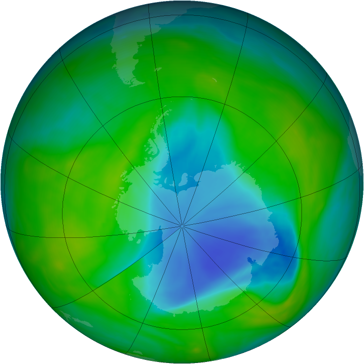 Antarctic ozone map for 30 November 2005